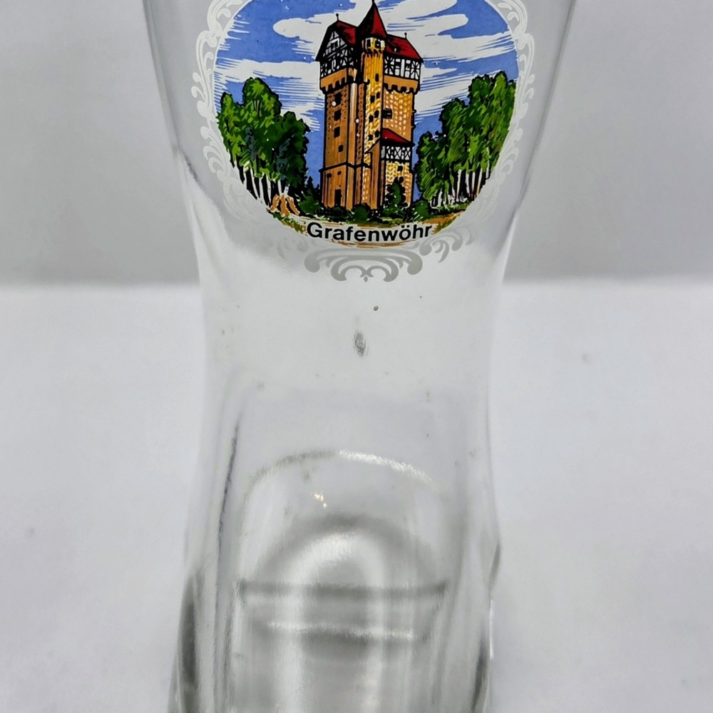 Vintage 1980s Grafenwöhr Bavaria Germany 6" Beer Glass w/ Iconic Water Tower